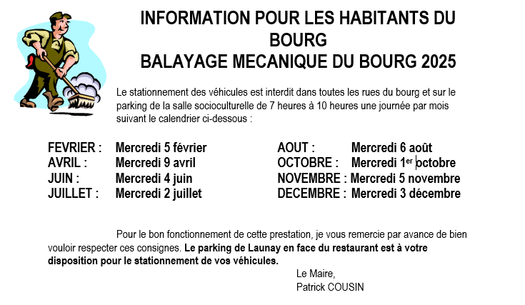 Dates du balayage pour 2025